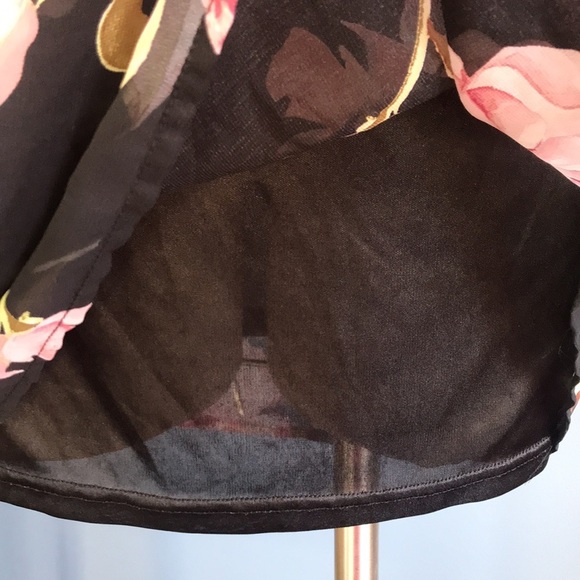 IJOAH black & pink floral chiffon mesh pullover 3/4 sleeves tunic/mini dress M - Picture 12 of 15